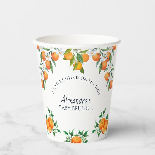 Een kleine schattige Oranje citrus Baby brunch Papieren Bekers (Voorkant)