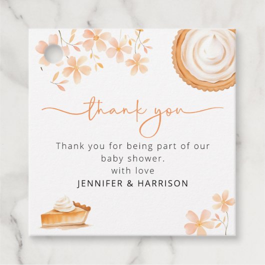 Een kleine schattige taart bakt | Baby Shower Bedankjes Labels (Voorkant)