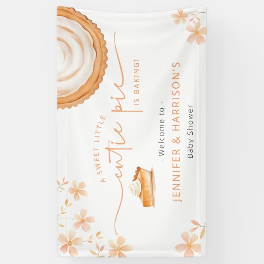 Een kleine schattige taart bakt | Baby Shower Spandoek (Verticaal)