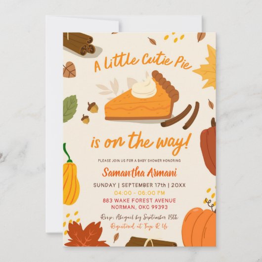 Een kleine schattige taart is op de weg Herfst Bab Kaart (Voorkant)