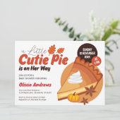 Een kleine schattige taart op haar weg Herfst Baby Kaart (Staand voorkant)