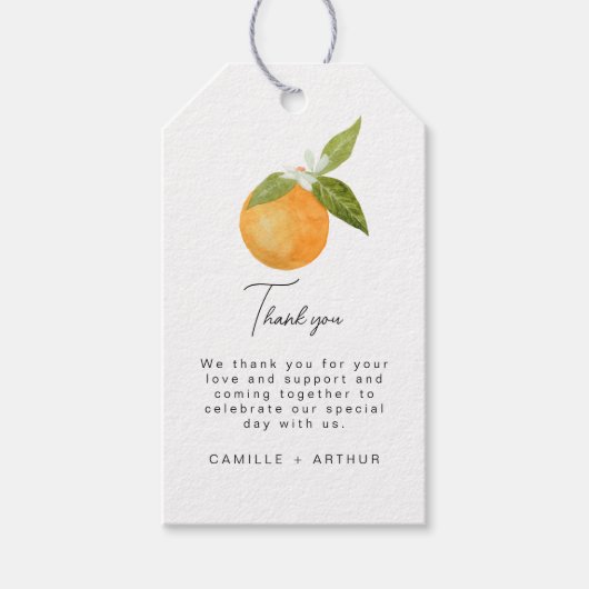 Een kleine Sinaasappel van Cutie Baby shower Cadeaulabel (Voorkant)