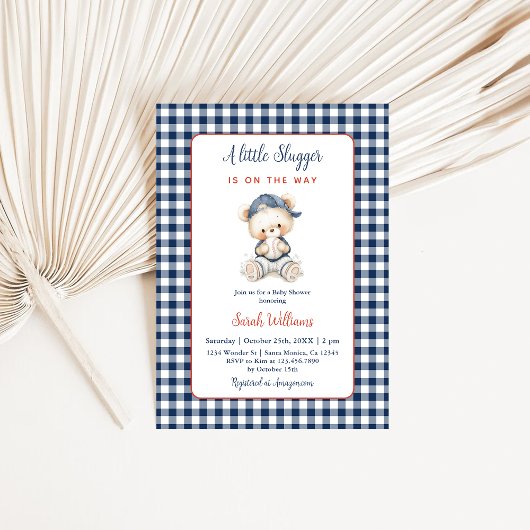 Een kleine Slugger Baby shower Boy Invitation Kaart