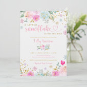 Een kleine sneeuwflake Winter Baby Girl-douche Kaart (Staand voorkant)