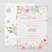 Een kleine sneeuwflake Winter Baby Girl-douche Kaart (Voorkant / Achterkant)