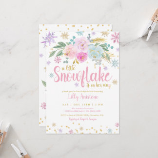 Een kleine sneeuwflake Winter Floral Baby Girl Sho Kaart