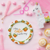 Een kleine sneeuwpop is onderweg papieren bordje (Feest)