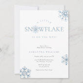 Een kleine sneeuwvlok blauw Baby shower uitnodigin Kaart (Voorkant)