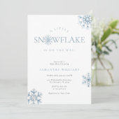 Een kleine sneeuwvlok blauw Baby shower uitnodigin Kaart (Staand voorkant)