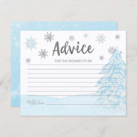 Een kleine sneeuwvlok Blue Baby shower Advice Card (Voorkant / Achterkant)