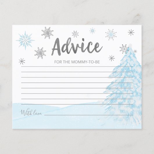 Een kleine sneeuwvlok Blue Baby shower Advice Card (Voorkant)