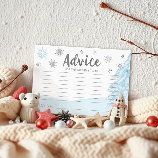 Een kleine sneeuwvlok Blue Baby shower Advice Card Kaart