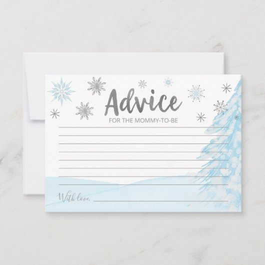 Een kleine sneeuwvlok Blue Baby shower Advice Card Kaart (Voorkant)