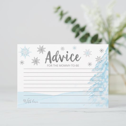 Een kleine sneeuwvlok Blue Baby shower Advice Card Kaart (Staand voorkant)