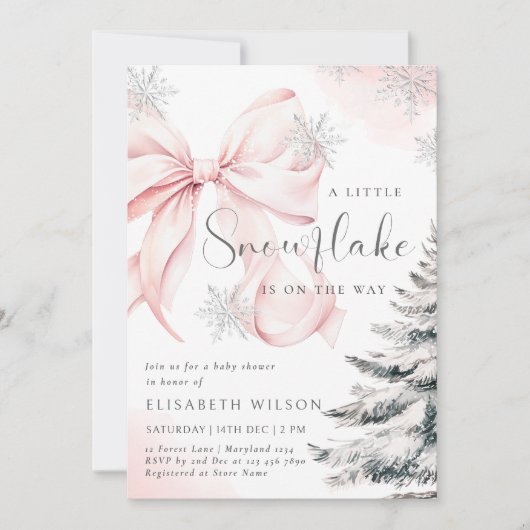 Een kleine sneeuwvlok is op de Way Girl Baby showe Kaart (Voorkant)