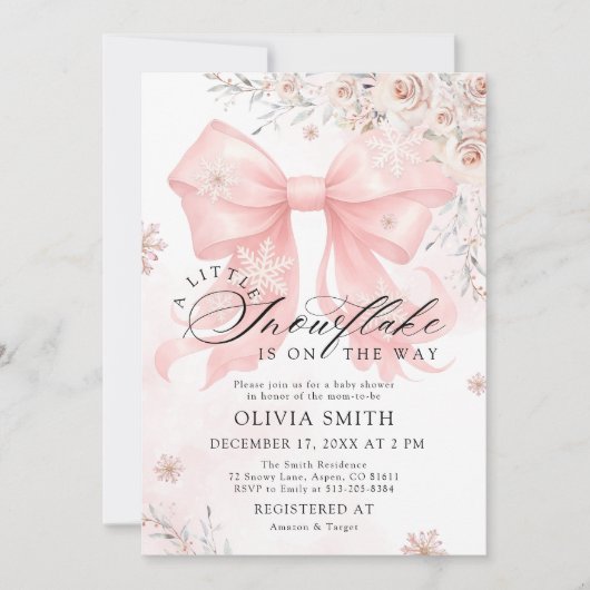 Een kleine sneeuwvlok is op de Way Girl Baby showe Kaart (Voorkant)