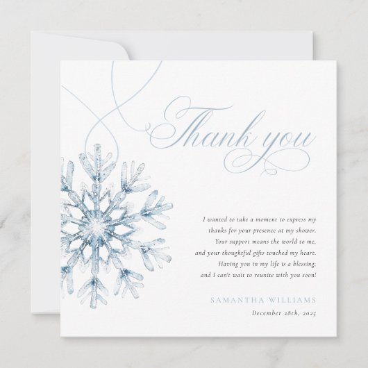 Een kleine sneeuwvlok jongen Baby shower dank je k Bedankkaart (Voorkant)