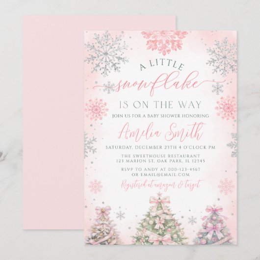 Een kleine sneeuwvlok meisje winter Baby shower Kaart (Voorkant / Achterkant)