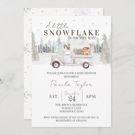 Een kleine sneeuwvlok op zijn weg Baby shower Kaart (Voorkant / Achterkant)