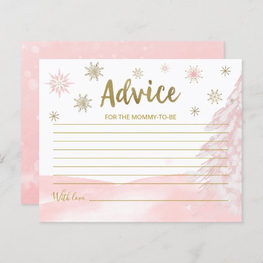 Een kleine sneeuwvlok roze Baby shower Advice-kaar (Voorkant / Achterkant)