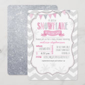 Een kleine sneeuwvlok roze Baby shower uitnodiging (Voorkant / Achterkant)