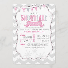 Een kleine sneeuwvlok roze Baby shower uitnodiging