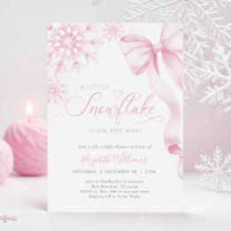 Een kleine sneeuwvlok roze strik baby shower kaart