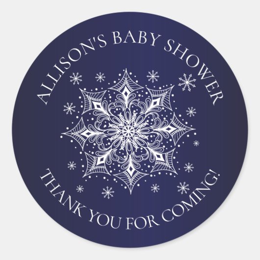 Een kleine sneeuwvlok Winter Baby Dank je wel. Ronde Sticker (Voorkant)