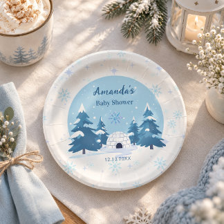 Een Kleine Sneeuwvlok Winter Baby Shower  Papieren Bordje