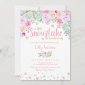 Een kleine Snowflake Baby Girl Shower-uitnodiging Kaart (Voorkant)