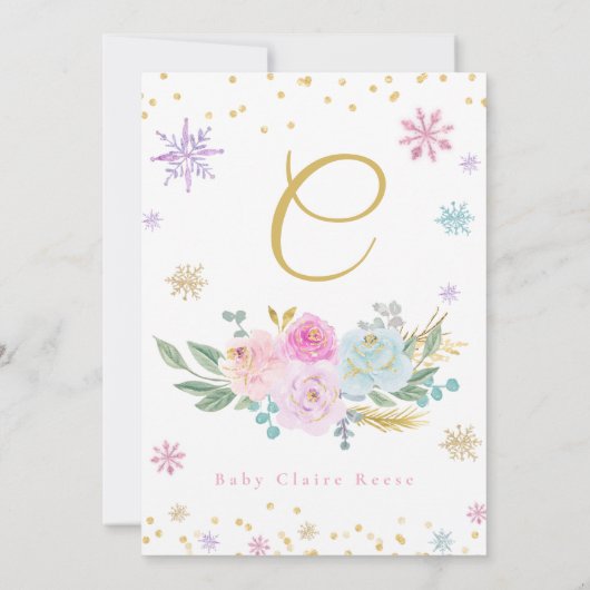 Een kleine Snowflake Baby Girl Shower-uitnodiging Kaart (Achterkant)