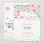 Een kleine Snowflake Baby Girl Shower-uitnodiging Kaart (Voorkant / Achterkant)