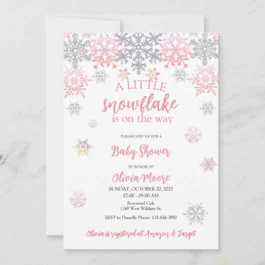 Een kleine Snowflake baby shower uitnodiging (Voorkant)