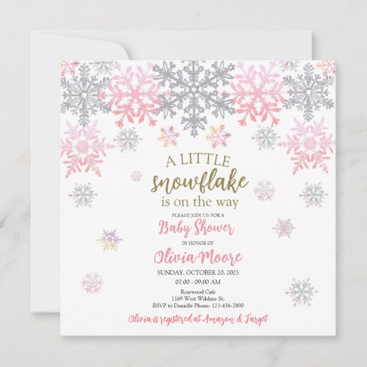 Een kleine Snowflake baby shower uitnodiging (Voorkant)