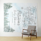 Een kleine Snowflake Blue Baby shower achtergrond Wandkleed (In Situ (horizontaal))