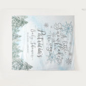 Een kleine Snowflake Blue Baby shower achtergrond Wandkleed (Voorkant (horizontaal))