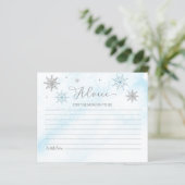 Een kleine Snowflake Blue Baby shower Advice Kaart (Staand voorkant)