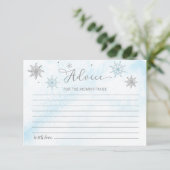 Een kleine Snowflake Blue Baby shower Advice Kaart (Staand voorkant)
