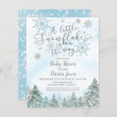 Een kleine Snowflake Blue Baby shower-uitnodiging (Voorkant / Achterkant)