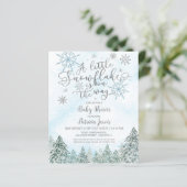 Een kleine Snowflake Blue Baby shower-uitnodiging (Staand voorkant)