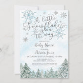 Een kleine Snowflake Blue Baby shower-uitnodiging Kaart (Voorkant)