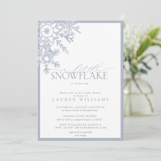 Een kleine Snowflake Blue Waterverf Baby shower (Staand voorkant)