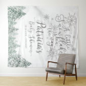 Een kleine Snowflake Grey Baby shower Backdrop Wandkleed (In Situ (horizontaal))