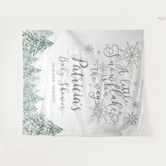 Een kleine Snowflake Grey Baby shower Backdrop Wandkleed (Voorkant (horizontaal))