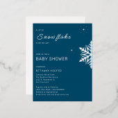 Een kleine Snowflake is onderweg blauw Folie Uitnodiging Briefkaart (Voorkant / Achterkant)