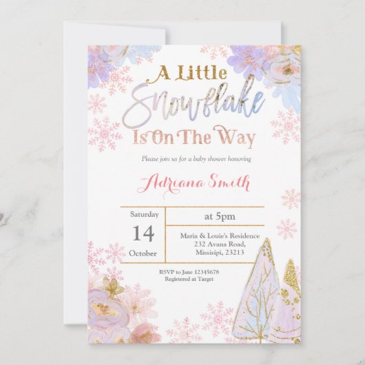 Een kleine Snowflake is onderweg naar de uitnodigi Kaart (Voorkant)