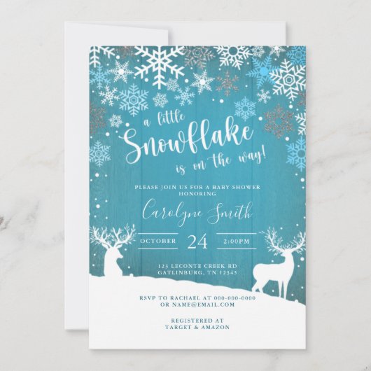 Een kleine Snowflake-kerstuitnodiging voor Baby sh Kaart (Voorkant)