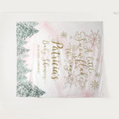 Een kleine Snowflake roze Baby shower achtergrond Wandkleed (Voorkant (horizontaal))