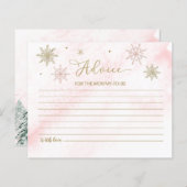 Een kleine Snowflake roze Baby shower Advice Kaart (Voorkant / Achterkant)