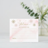 Een kleine Snowflake roze Baby shower Advice Kaart (Staand voorkant)